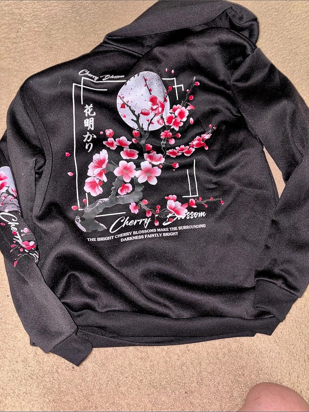 Floral Graphic Hoodie in Black & Pink Like New